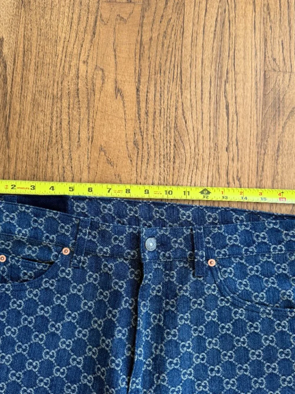 Gucci GG Monogram Denim Jeans Straight Leg Size 34